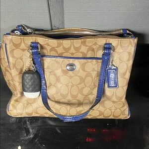 Coach Tan and Blue Signature Tote